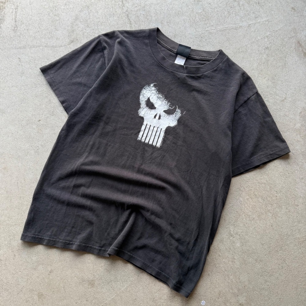 2000s Mens Mad Engine Marvel Punisher Skull Graphic T-Shirt Large